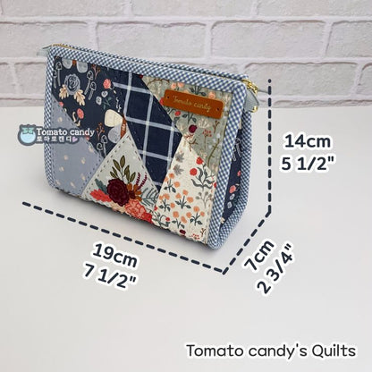 No.251 Crazy Patchwork Square Pouch, Hand Sewing Pattern Only, Video Tutorial, No Written Instructions, Instant Download.