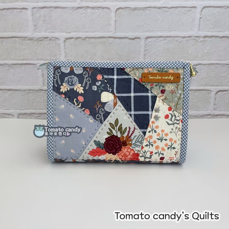 No.251 Crazy Patchwork Square Pouch, Hand Sewing Pattern Only, Video Tutorial, No Written Instructions, Instant Download.