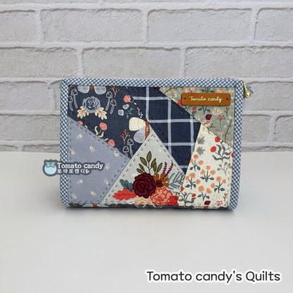 No.251 Crazy Patchwork Square Pouch, Hand Sewing Pattern Only, Video Tutorial, No Written Instructions, Instant Download.