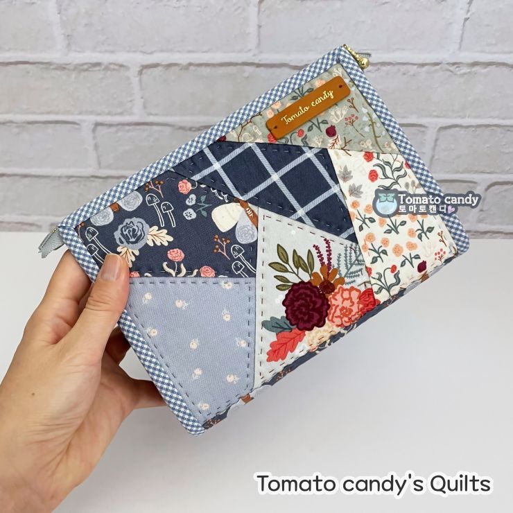 No.251 Crazy Patchwork Square Pouch, Hand Sewing Pattern Only, Video Tutorial, No Written Instructions, Instant Download.