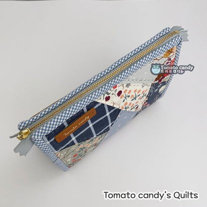 No.251 Crazy Patchwork Square Pouch, Hand Sewing Pattern Only, Video Tutorial, No Written Instructions, Instant Download.