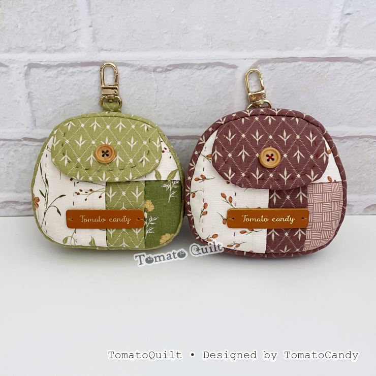 No.275 Round Quilted Coin Pouch with Key Clip, PDF Pattern Only, Hand Sewing, No Written Instructions, YouTube Tutorial