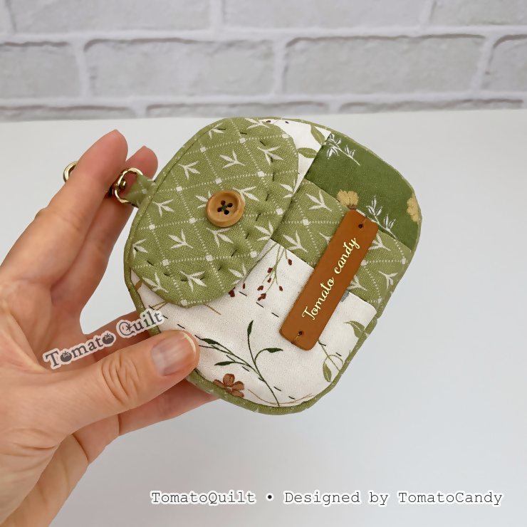 No.275 Round Quilted Coin Pouch with Key Clip, PDF Pattern Only, Hand Sewing, No Written Instructions, YouTube Tutorial