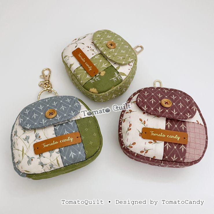No.275 Round Quilted Coin Pouch with Key Clip, PDF Pattern Only, Hand Sewing, No Written Instructions, YouTube Tutorial