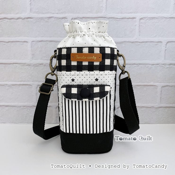 No.280 Water Bottle & Tumbler Carrier PDF Pattern, YouTube Tutorial, No Written Instructions, hand sewing.