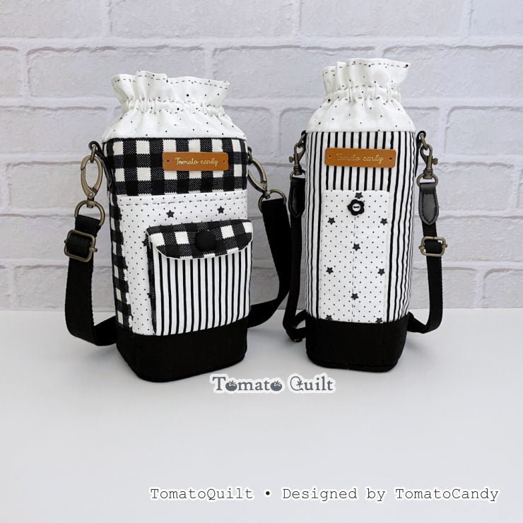 No.280 Water Bottle & Tumbler Carrier PDF Pattern, YouTube Tutorial, No Written Instructions, hand sewing.