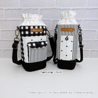 No.280 Water Bottle & Tumbler Carrier PDF Pattern, YouTube Tutorial, No Written Instructions, hand sewing.