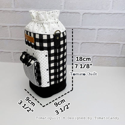 No.280 Water Bottle & Tumbler Carrier PDF Pattern, YouTube Tutorial, No Written Instructions, hand sewing.