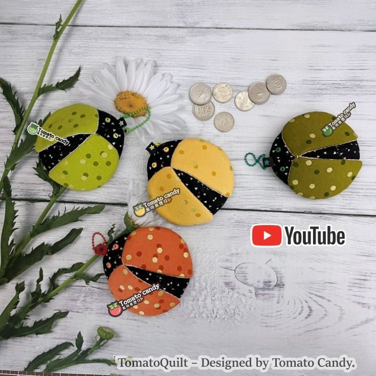 No.128 DIY Ladybug Coin Purse - Hand Sewing Pattern. Pattern Only, Instant Download PDF, No Written Instructions, YouTube Tutorial.