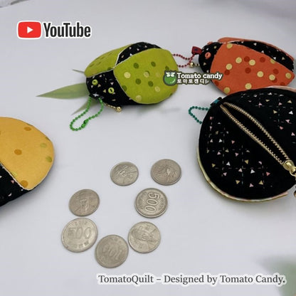 No.128 DIY Ladybug Coin Purse - Hand Sewing Pattern. Pattern Only, Instant Download PDF, No Written Instructions, YouTube Tutorial.