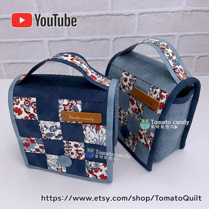 No.181 Patchwork stand pouch. Hand Sewing Pattern Only, YouTube Tutorial, No Written Instructions, Instant Download PDF