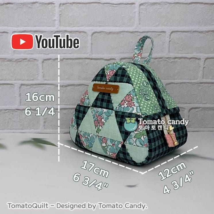 No.201 Triangular pouch. Hand Sewing Pattern Only, YouTube Tutorial, No Written Instructions, Instant Download PDF.