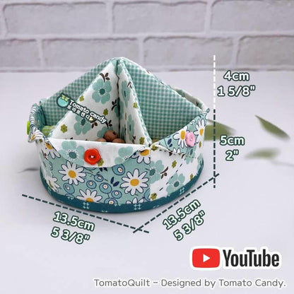 No.215 Round partitioned box, 2 size, Hand Sewing Pattern Only, YouTube Tutorial, No Written Instructions, Instant Download PDF.