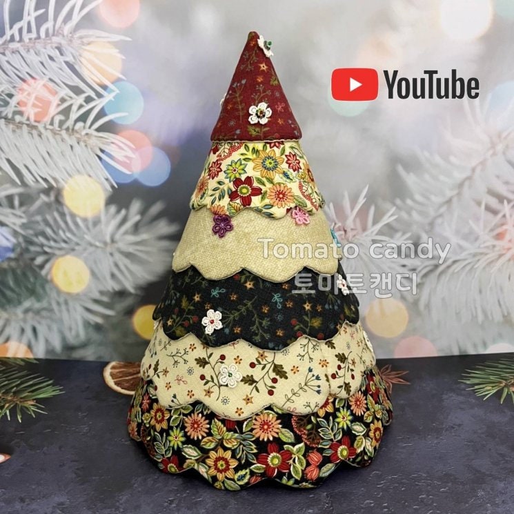 No.155 Fabric Christmas 6-tier tree.  Instant Download PDF pattern. Hand Sewing. Pattern Only, No Written Instructions, , YouTube Tutorial.