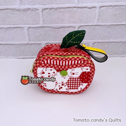 No.216 Adorable Apple Double Zipper Hand Sewing Pattern,  Pattern Only,  Instant Download PDF, No Written Instructions, YouTube Tutorial.