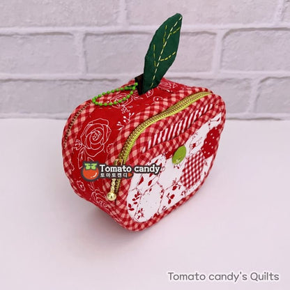 No.216 Adorable Apple Double Zipper Hand Sewing Pattern,  Pattern Only,  Instant Download PDF, No Written Instructions, YouTube Tutorial.