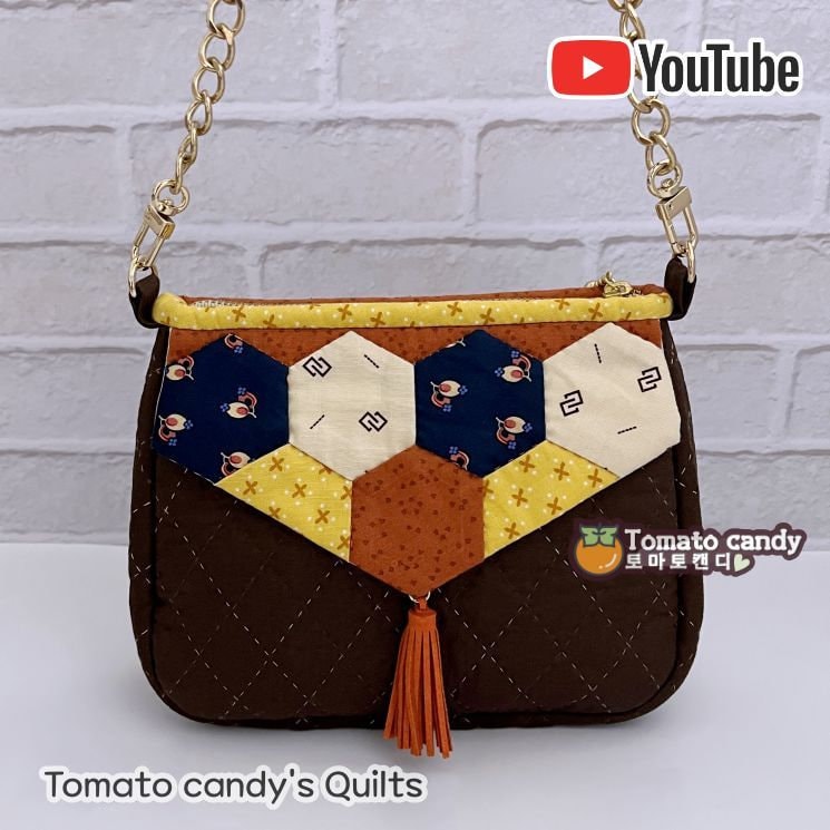 No.041 Hexagon Double Flap Mini Bag. Hand Sewing PDF Pattern Only, YouTube Tutorial, No Written Instructions.