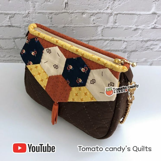 No.041 Hexagon Double Flap Mini Bag. Hand Sewing PDF Pattern Only, YouTube Tutorial, No Written Instructions.