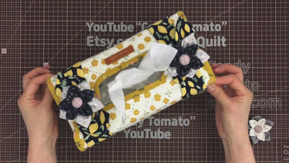 No.213 Flower tissue box cover, Hand Sewing Pattern Only, YouTube Tutorial, No Written Instructions, Instant Download PDF.