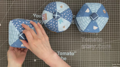 No.267 Patchwork Fabric Box Pattern – 3 Shapes (Round, Square, Hexagon), Hand Sewing, No Written Instructions, YouTube Tutorial, PDF pattern