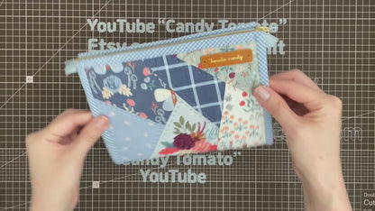 No.251 Crazy Patchwork Square Pouch, Hand Sewing Pattern Only, Video Tutorial, No Written Instructions, Instant Download.