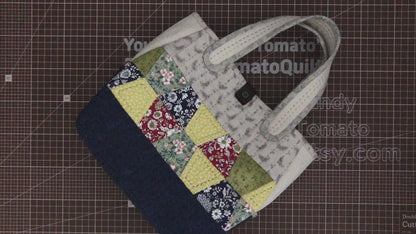 No.073 Tumbler Patchwork Tote Bag pattern. Hand Sewing Pattern Only, YouTube Tutorial, No Written Instructions, Instant Download PDF.