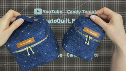 No.277 Diamond Quilted Box Pouch PDF Pattern, 3 Size, Hand Sewing, No Written Instructions, YouTube Tutorial