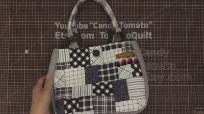 No.167  Patchwork small hand bag, Hand Sewing Pattern Only, YouTube Tutorial, No Written Instructions, Instant Download PDF.