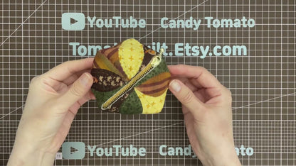 No.050 Biscornu Coin Purse, Mini Zipper Pouch, PDF Hand Sewing Pattern, YouTube Tutorial Only (No Written Instructions)