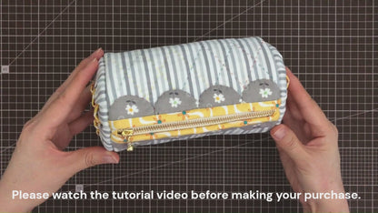 No.137 Curved Applique Barrel Pouch, PDF Pattern Only – Video Tutorial (No Written Instructions), Hand Sewing