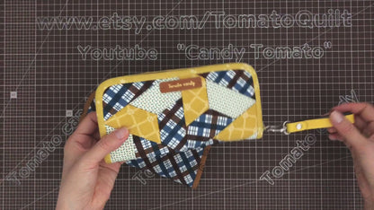 No.202 Patchwork long wallet. Hand Sewing Pattern Only, YouTube Tutorial, No Written Instructions, Instant Download PDF.