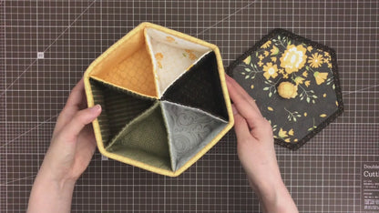 No.139 Hexagonal compartment box, Hand Sewing Pattern Only, YouTube Tutorial, No Written Instructions, Instant Download PDF.